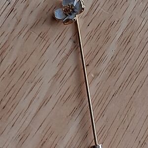 Vintage Enamel Goldtone Dogwood Stickpin